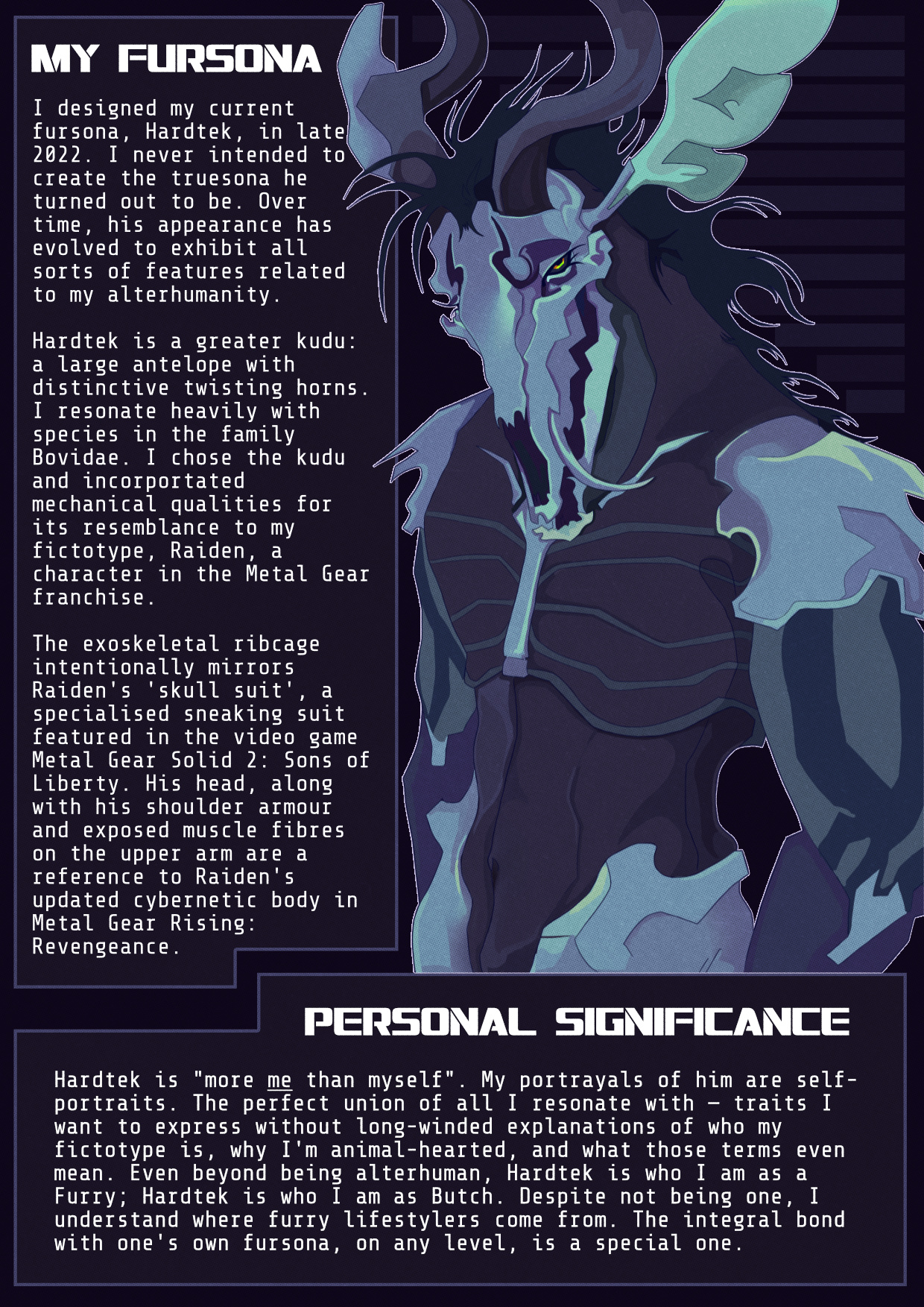 Zine page featuring my fursona.